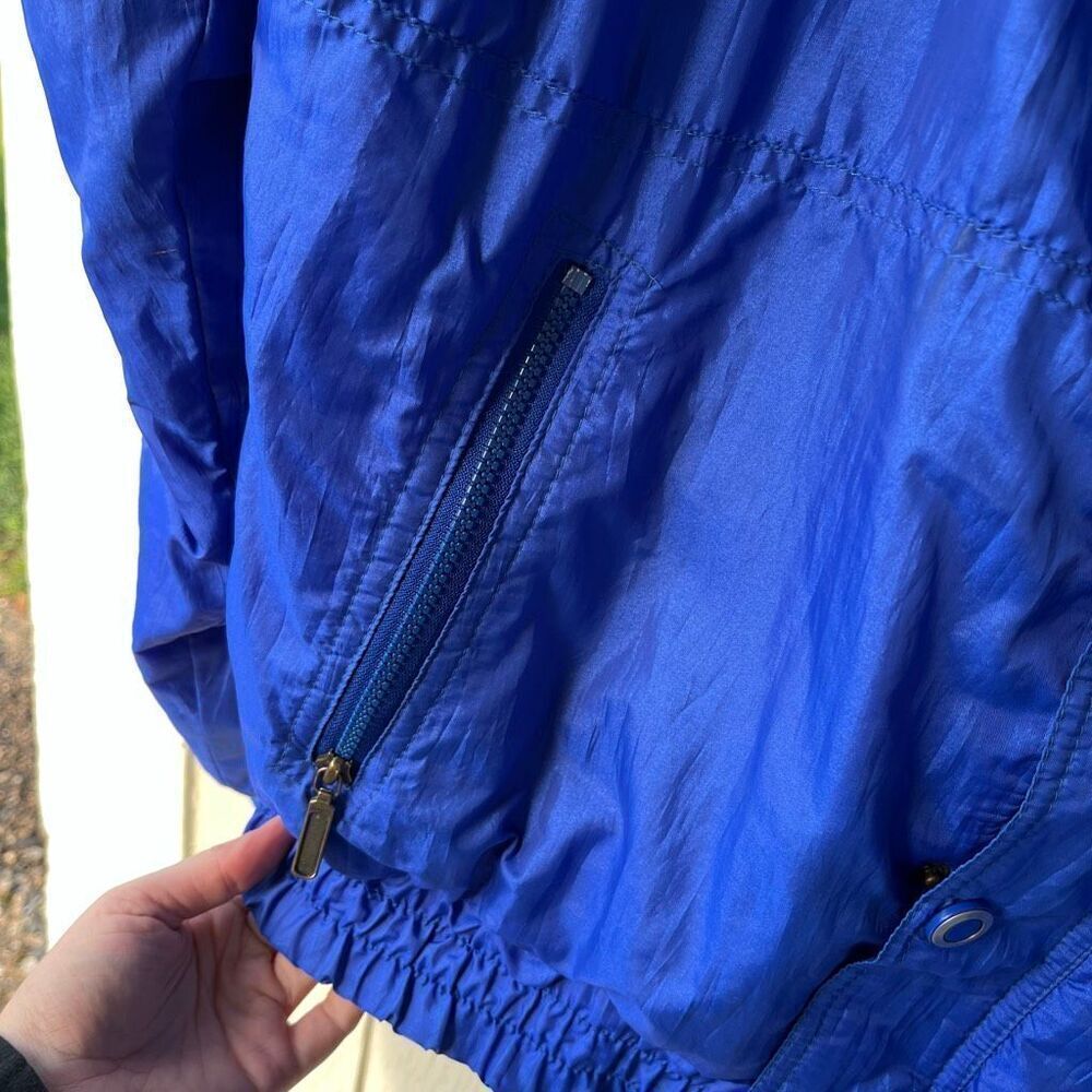 VTG Slalom Colorblock Ski Jacket USA Blue Purple Pink Nylon Zip L Unisex - Picture 8 of 10